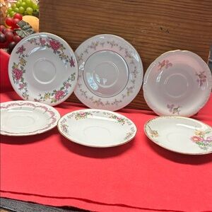 Elegant Floral Saucer Set - White and Pink